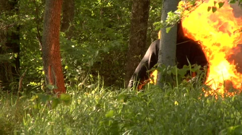 Man on Fire 720 24p slo mo Video stock 92111