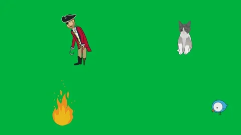 Man fire dog ball on green screen Chroma key cartoon 4k Elements man fire Stock Footage 309641096