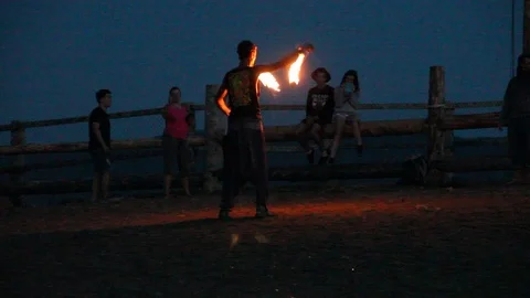 Man with fire Stock Footage 88539721