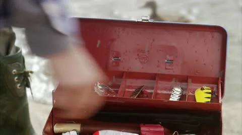 A man fishing, close-up Stock Footage