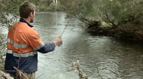 Man fishing Stock Footage 45178977