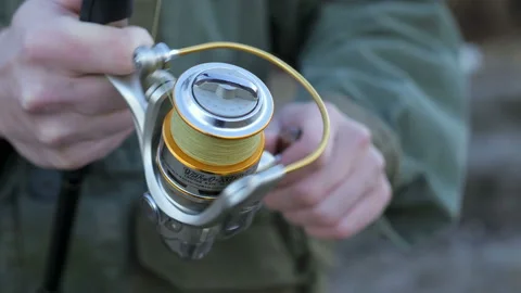 The man is fishing. Stock Footage 97343082