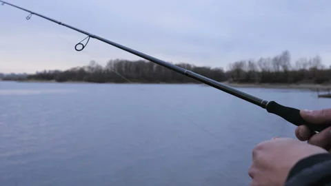The man is fishing. Stock Footage 97386960