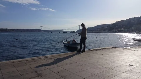 Man fishing Stock Footage 126005156