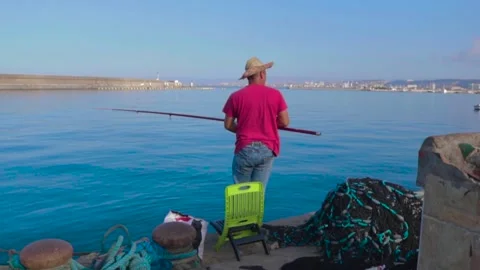 A man fishing with a hook Stock Footage 135766650