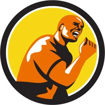 Man Fist Pump Low Angle Retro Illustrazione stock