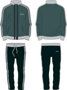 Man fit Suit set jacket zipper and joggers pants template wear Stock Illustration