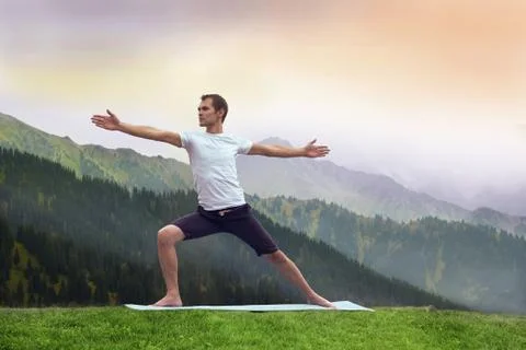 Man fitnes in mountain Stock Photos