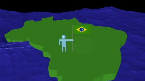 Man with flag on Brazil map in ocean ani... | Stock Video | Pond5