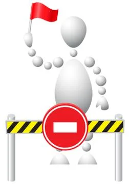Man with flag does not allow the move Stock Illustration