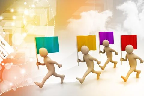 Man with flag Stock Illustration