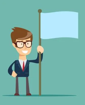 Man with flag Illustrazione stock