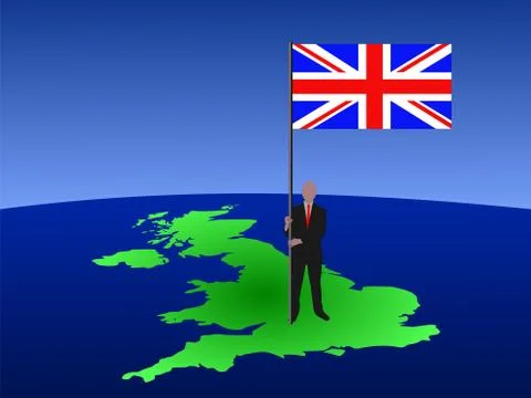 Man with flag of uk Illustrazione stock