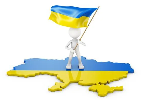 Man with the flag of Ukraine Stock Illustration