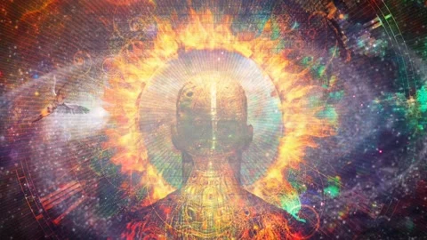 Man with flamed halo Stock Footage 165505701