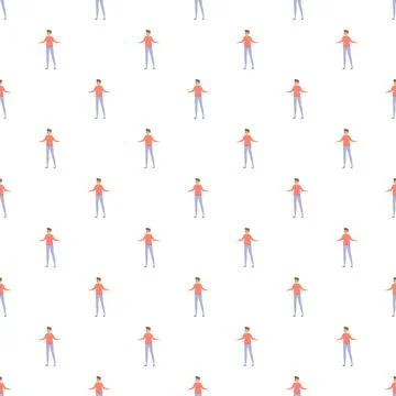 Man flat cartoon style seamless pattern Stock Illustration