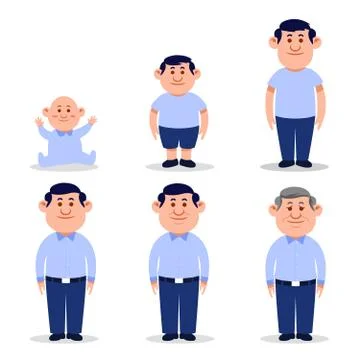 Man Flat Character In Different Ages Illustrazione stock