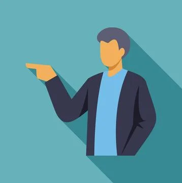Man in flat design style pointing direction Stock Illustration
