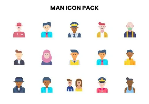 Man Flat Graphics Icons Pack Stock Illustration