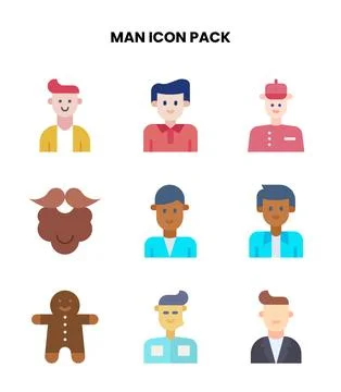 Man Flat Graphics Icons Pack Stock Illustration