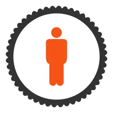 Man flat orange and gray colors round stamp icon Stock Illustration