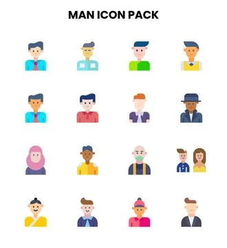 Man Flat Scalable Icons Pack Stockillustratie