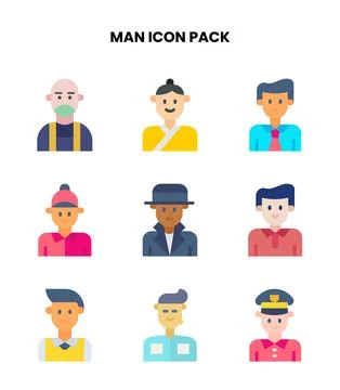 Man Flat SVG Icons Pack Stock Illustration