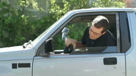 Man with Flat Tire Stock Footage 22778844