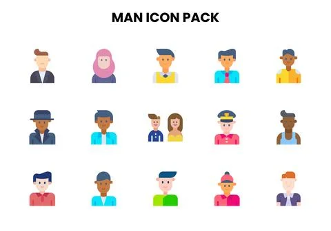 Man Flat UI Icons Pack Stock Illustration