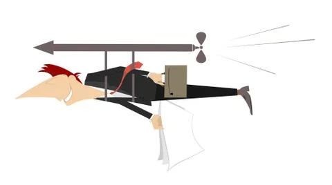 Man flies ahead concept isolated illustration Stock Illustration