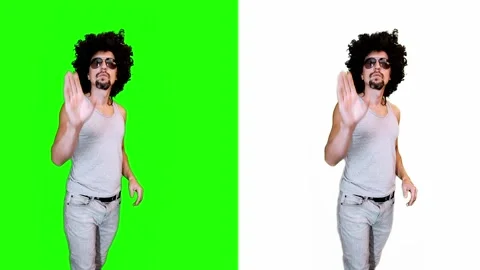 Man flipping through virtual pages in front of screen Stock Footage 296938200