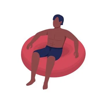 Man floating in inflatable float flat color vector faceless character 스톡 일러스트