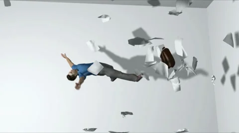 Man floating in the office Video stock 33031384