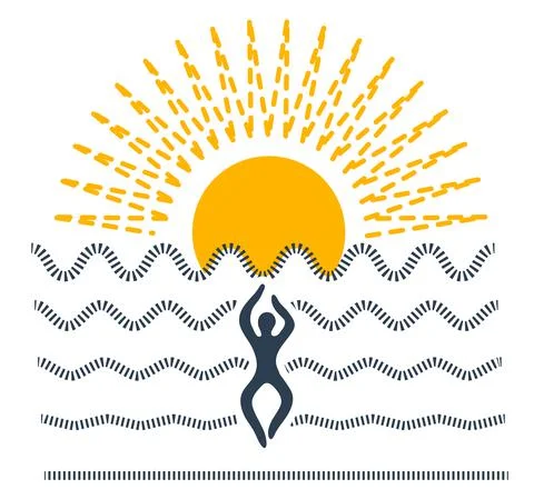 Man floating in the sea Stock Illustration