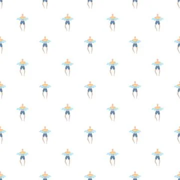 Man floating in water with swim ring seamless pattern 스톡 일러스트