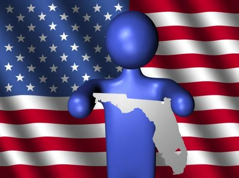 Man with florida map sign Stock Illustration