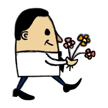Man with flowers Stock Illustration