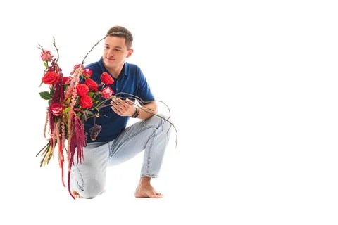 Man with flowers Stock Photos