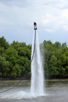 Man on flyboard. Flyboard on the river Stock Photos