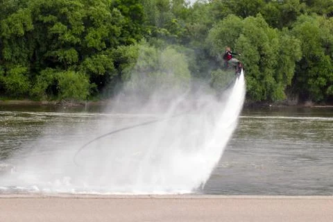 Man on flyboard. Flyboard on the river Stock Photos