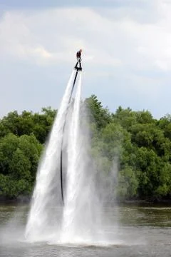 Man on flyboard. Flyboard on the river Stock Photos