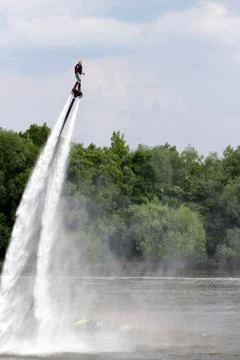 Man on flyboard. Flyboard on the river Stock Photos