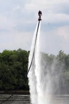 Man on flyboard. Flyboard on the river Stock Photos