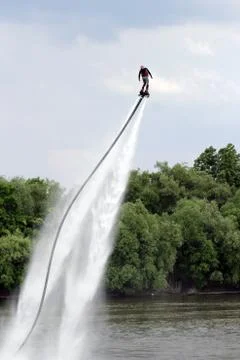 Man on flyboard. Flyboard on the river Stock Photos