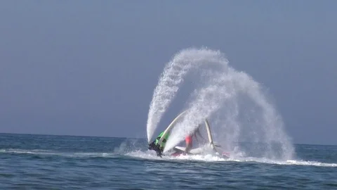 Man Flyboarding Stock Footage 77301192