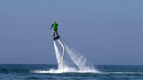 Man Flyboarding in Greece Stock Footage 77300175