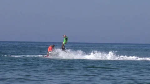 Man Flyboarding in Greece Stock Footage 77301872