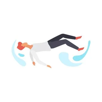 Man flying in air flow, action of male character falling in sky Stock Illustration