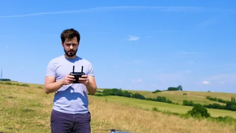 Man flying a drone close up Stock Footage 91951756