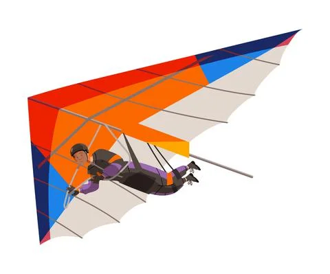 Man Flying Hang Glider as Skydiving Extreme Sport Activity Vector Illustration Stock Illustration